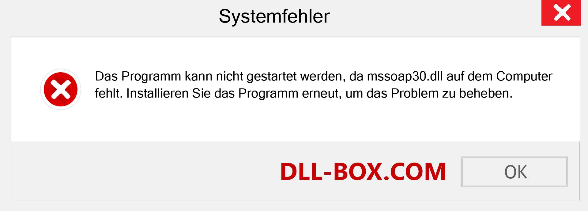 mssoap30.dll-Datei fehlt?. Download für Windows 7, 8, 10 - Fix mssoap30 dll Missing Error unter Windows, Fotos, Bildern